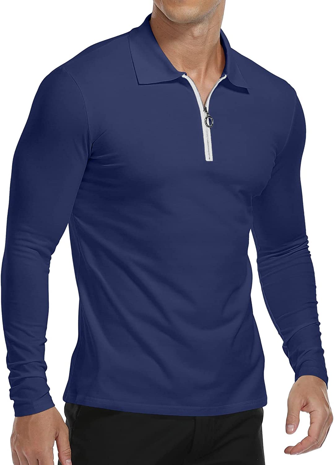 YTD Men's Short/Long Sleeve Polo Shirts Quarter-Zip Casual Slim Fit Lapel Neck Basic Designed Cotton Shirts - Image 4